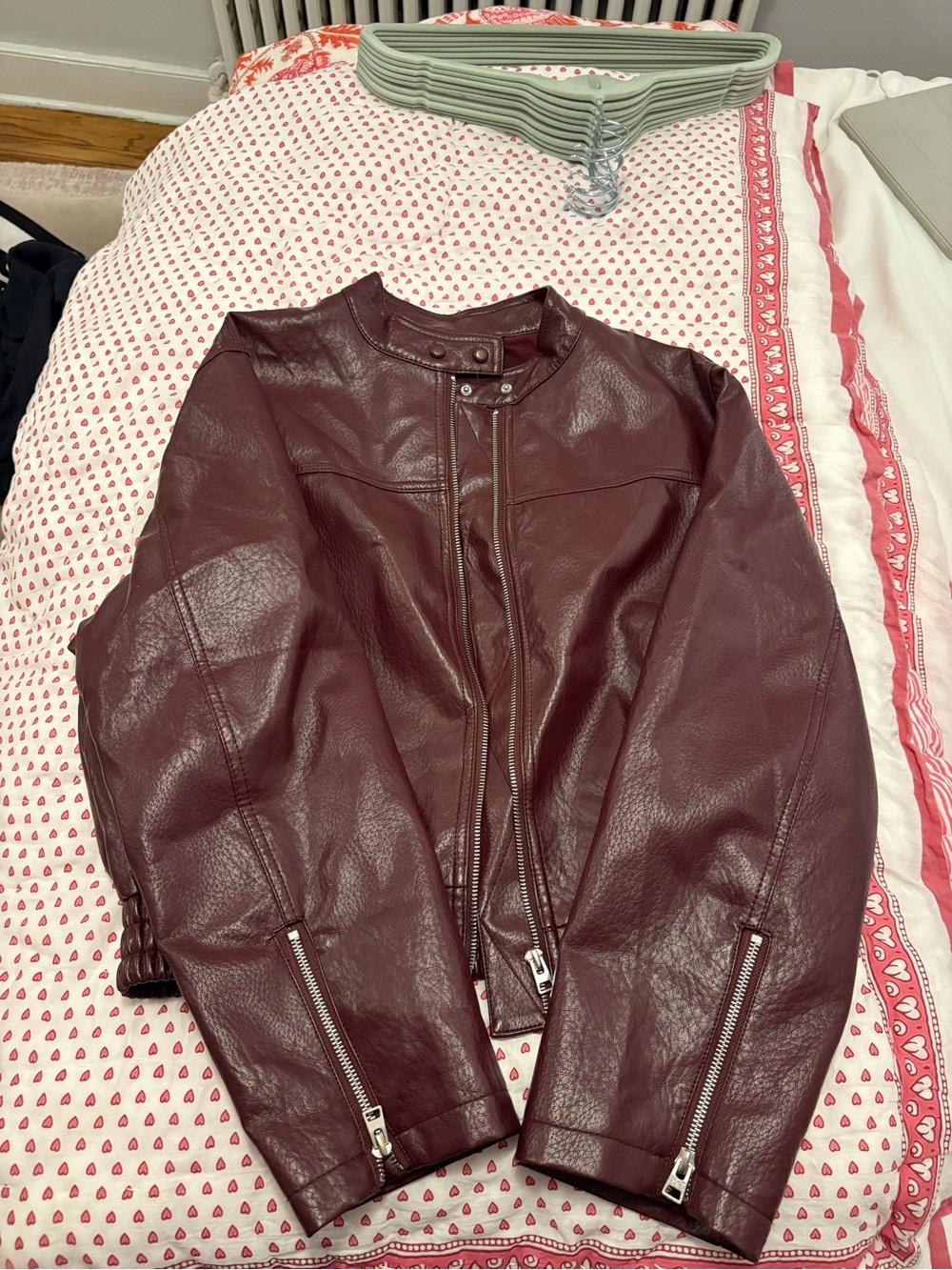 White Fox Leather Red Jacket